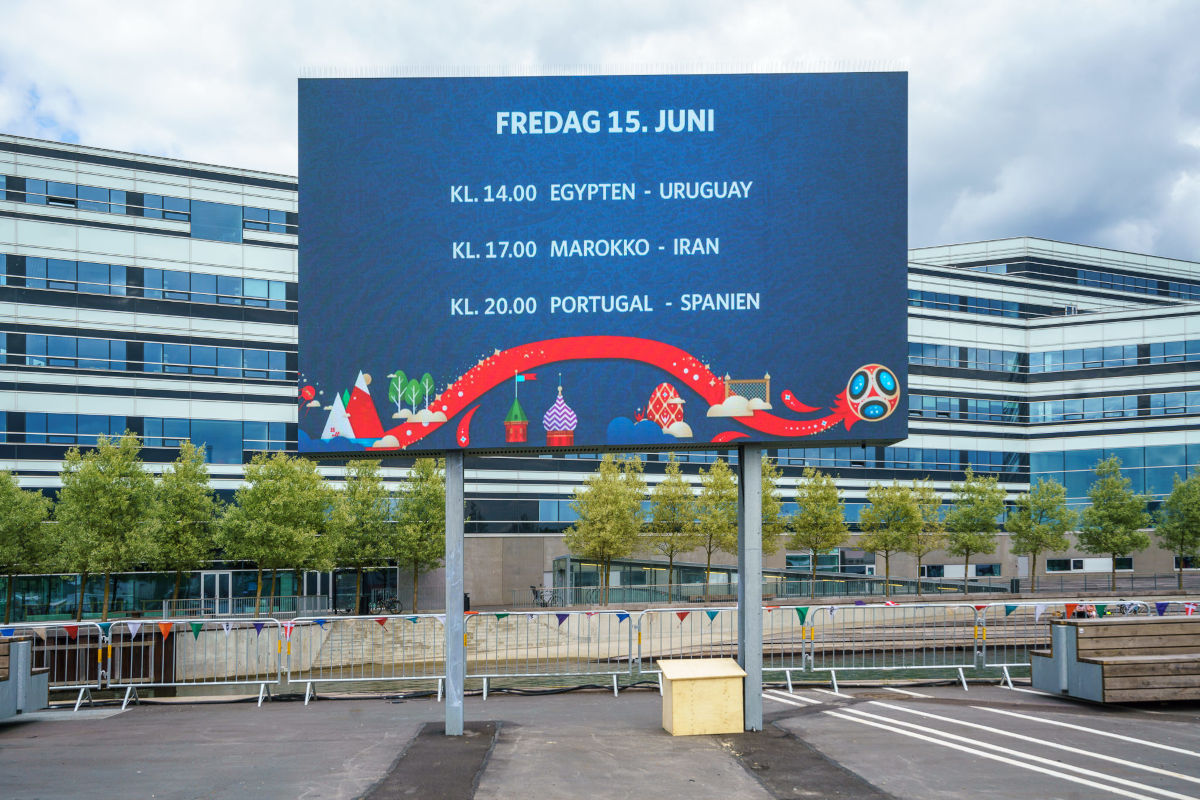 Havneskærmen i brug ved VM2018  i Aarhus.